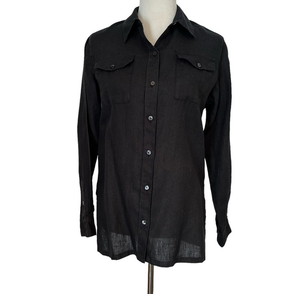Chicos black linen blouse in size small - Picture 1 of 9